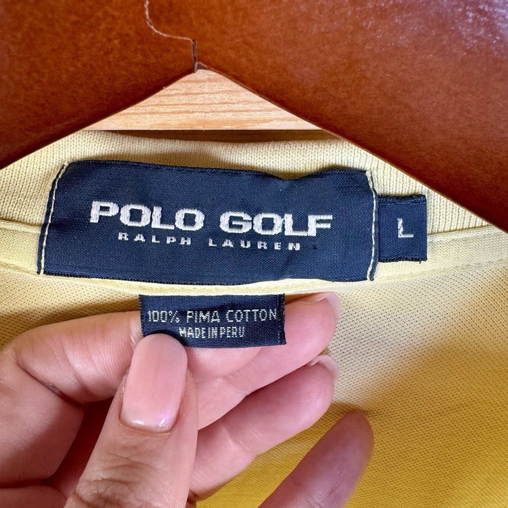 Polo Golf Ralph Lauren Pebble Beach Shirt Mens Size Lg Butter Yellow Pima Cotton - Picture 5 of 7